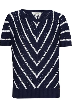 Marie Méro Strik, Dame, Blå, XL, Uld, Fiskebens Strikket Sweater