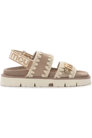 Mou Sko, Dame, Flerfarvet, 38 EU, Uld, Beige og Guld Lædersandal