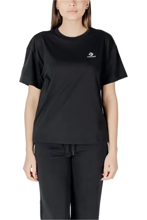 Converse Top, Dame, Sort, M, Bomuld, Sort Bomulds T-Shirt, Kort Ærme, Rund Hals