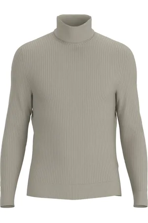 HUGO BOSS Strik, Herre, Hvid, XL, Rullekravesweater