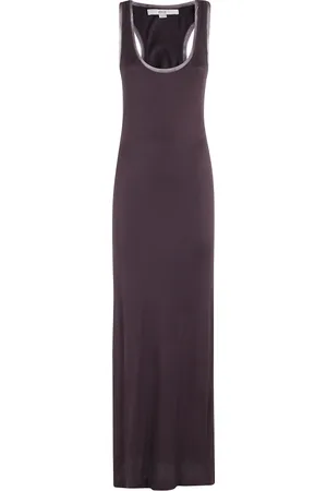 REMAIN Birger Christensen Kjole, Dame, Brun, S, Mesh Trim Kjole Brun Ribbet Stræk