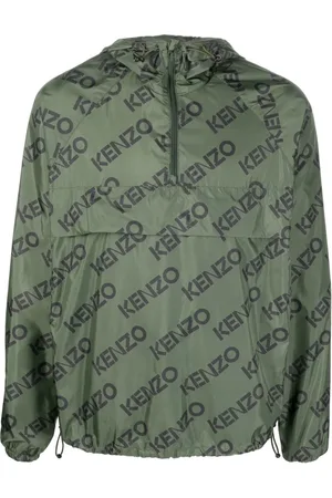 Kenzo Jakke, Herre, Grøn, S, Grøn Logo-Print Hættejakke