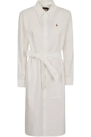 Ralph Lauren Kjole, Dame, Hvid, M, Elegant Hvid Kjole
