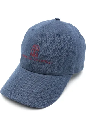 Brunello Cucinelli Tilbehør, Herre, Blå, L, Linned, Linned Kasket Hat Made in Italy