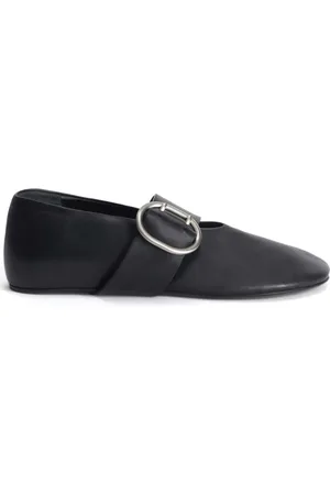 Jil Sander Sko, Dame, Sort, 39 EU, Læder, Nappa ballerinasko med Cannolo-spænde