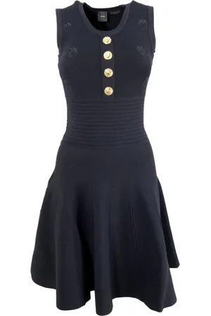 Pinko Kjole, Dame, Sort, XS, Uld, Abit Jacquard Piquet Skjortekjole