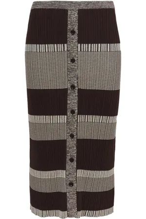 Proenza Schouler Nederdel, Dame, Flerfarvet, M, Bomuld, Stribet Midi-nederdel med knapper foran