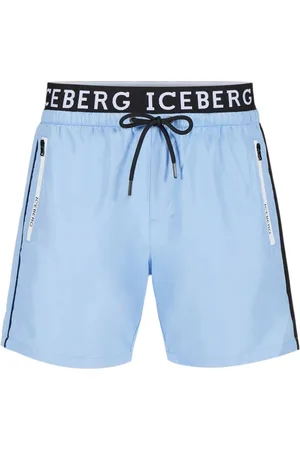 Iceberg Badetøj, Herre, Blå, L, Polyester, Logo Boxer Badedragt med Snøre i Taljen
