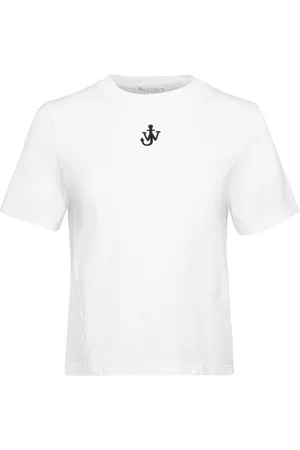 J.W.Anderson Top, Dame, Hvid, M, Bomuld, Anker-broderet T-shirt