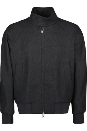 Fendi Jakke, Herre, Sort, M, Uld, Kashmir bomberjakke, grå, stilfuld