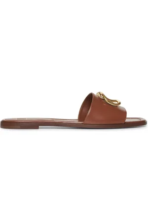 VALENTINO GARAVANI Sko, Dame, Brun, 38 1/2 EU, Læder, Tan Læder Slip-On Sandaler