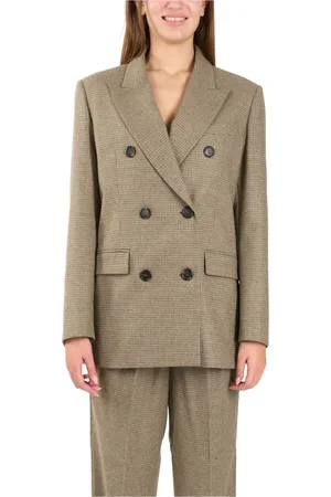 Pinko Jakke, Dame, , S, Uld, Ulden dobbeltradet blazer med mikro-ternet mønster