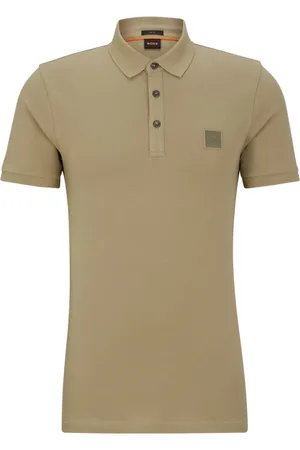 HUGO BOSS Top, Herre, Grøn, M, Bomuld, Slim Fit Polo Shirt med Logo