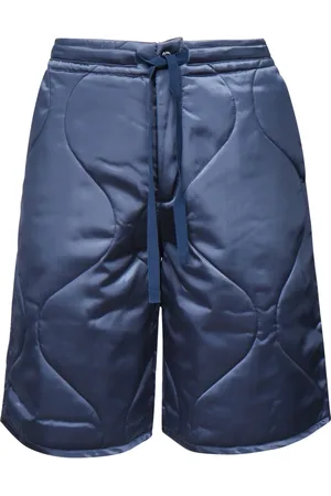 J.W.Anderson Shorts, Herre, Blå, L, Satin, Quiltede Satin Shorts med Elastisk Talje