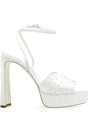 Jimmy Choo Sko, Dame, Hvid, 38 1/2 EU, Læder, Heeled Sandaler Karli