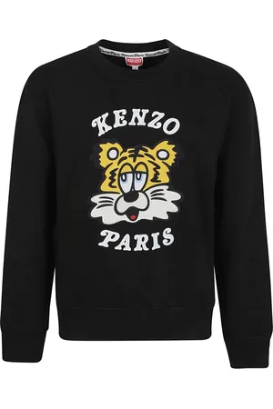 Kenzo Strik, Herre, Sort, L, Bomuld, Crew Neck Broderet Sweater