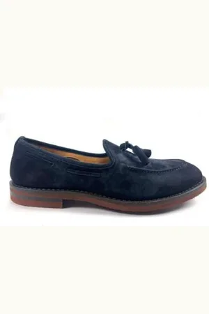 Fabi Sko, Herre, Blå, 42 1/2 EU, Blå Ruskind Loafer med Tassels