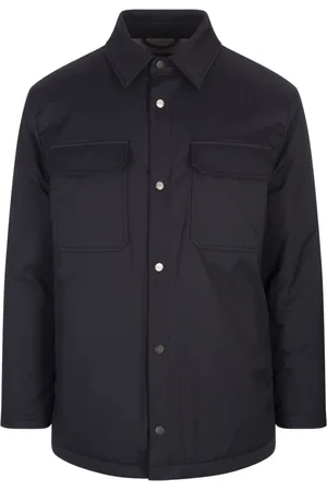 Kiton Jakke, Herre, Blå, M, Nylon, Padded Jakke med Trykknapper