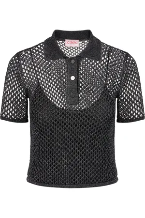 Iceberg Top, Dame, Sort, S, Bomuld, Sort åbenstrikket poloshirt