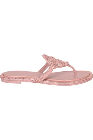 Tory Burch Sko, Dame, Lyserød, 39 EU, Læder, Rosa Krystalpyntet Lædersandaler