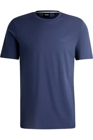 HUGO BOSS Top, Herre, Blå, L, Bomuld, Blå bomulds T-shirt med gummi logo