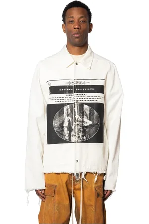 Rick Owens Jakke, Herre, Hvid, L, Uld, Snapfront Jakke Milk/Black/Milk