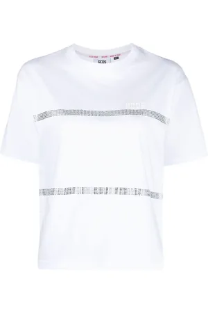 GCDS Top, Dame, Hvid, XS, Bling T-shirt Glitrende Stil