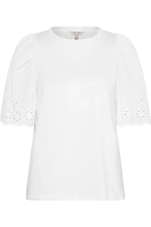Part Two Top, Dame, Hvid, L, Uld, Hvid T-shirt med Fint Hulmønster