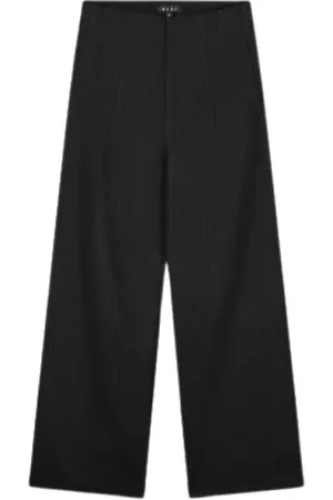 OLAF HUSSEIN Bukser, Herre, Sort, S, Uld, Moderne Pinstripe Barrel Leg Pant