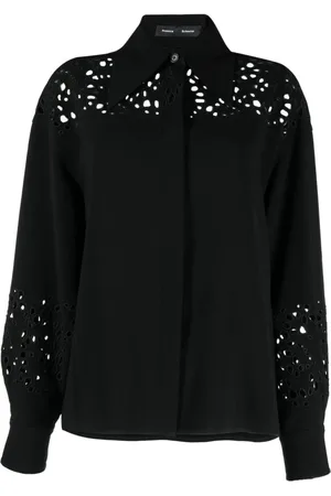 Proenza Schouler Bluser & Skjorter, Dame, Sort, 2XS, Polyester, Langærmet broderet skjorte
