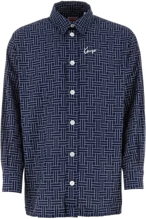 Kenzo Skjorte, Herre, Blå, L, Bomuld, Midnatsblå Bomulds Oversize Skjorte