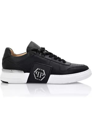 Philipp Plein Sko, Herre, Sort, 45 EU, Læder, Lo-Top Phantom Sneakers