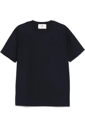 Peuterey Top, Herre, Blå, XL, Bomuld, Logo Patch Crew Neck Shirt