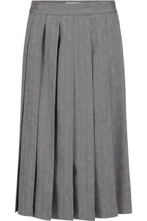 Iceberg Nederdel, Dame, Grå, XL, Bomuld, Bomuld Linned Herringbone Plisseret Nederdel