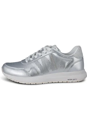 Woden Sko, Dame, Grå, 40 EU, Læder, Metallic Sølv Sneakers Nora Soft