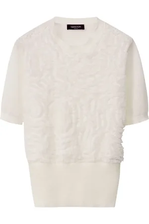 Fabiana Filippi Strik, Dame, Hvid, S, Beige Ærmeløs Cardigan