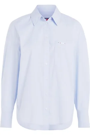 Tommy Hilfiger Bluser & Skjorter, Dame, Blå, L, Bomuld, Oversize Skjorte