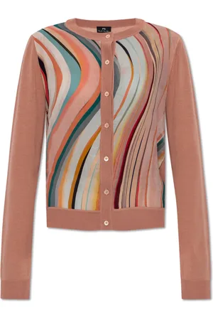 Paul Smith Strik, Dame, Lyserød, XS, Uld, Cardigan med stribet mønster