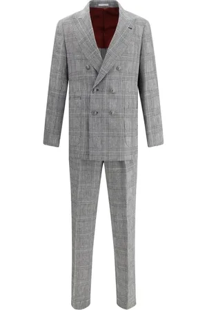 Brunello Cucinelli Jakkesæt, Herre, Sort, XL, Linned, Ternmønster Linneddragt