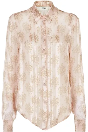 Fendi Bluser & Skjorter, Dame, Flerfarvet, M, Chiffon, Chiffon Blomstret Skjorte
