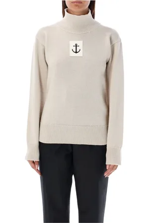 Jil Sander Strik, Dame, Hvid, M, Uld, Rullekrave med unikke detaljer