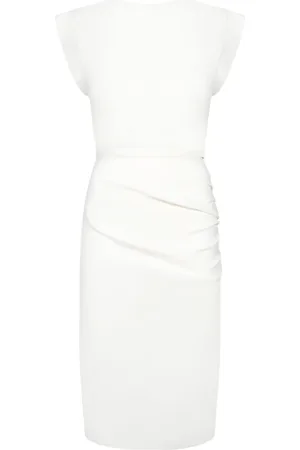 Pinko Kjole, Dame, Hvid, S, Linned, Elegant Grå Midi Kjole