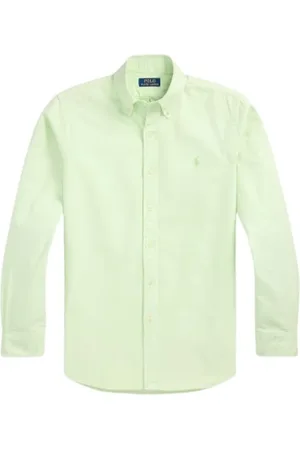 Ralph Lauren Skjorte, Herre, Grøn, L, Bomuld, Custom Fit Oxford Bomuld Skjorte
