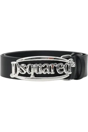 Dsquared2 Tilbehør, Dame, Sort, XL, Læder, Sort læder damebælte med logo spænde