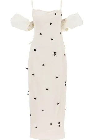 Jacquemus Kjole, Dame, Hvid, XS, Elegant Midi Kjole