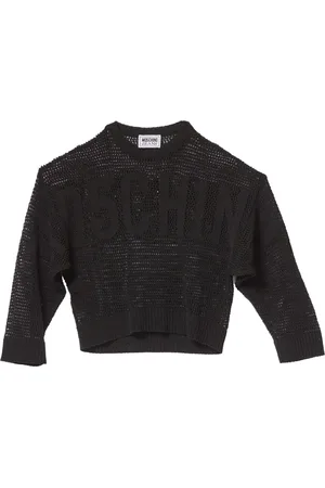 Moschino Strik, Dame, Sort, M, Bomuld, Logo Mesh Sweater Sort