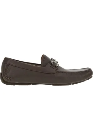 Salvatore Ferragamo Sko, Herre, Brun, 41 EU, Læder, Brun læderloafer med gunmetal bit