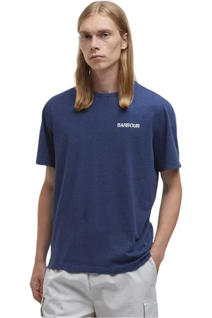 Barbour Top, Herre, Blå, XL, Bomuld, Vintage College Print Relaxed Fit T-shirt