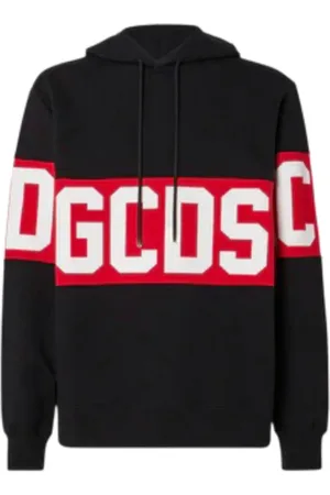 GCDS Sweathshirts & Hoodies, Herre, Sort, XL, Bomuld, Sort hættetrøje med logo print