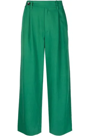 Proenza Schouler Bukser, Dame, Grøn, S, Nylon, Wide Leg Casual Bukser
